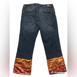 Vintage 1990s bohemian dark denim patchwork jeans
